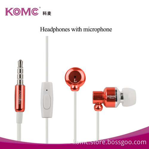 Metallic Colorful Earphone In Ear Wire Control With Mic 3.5mm earphones In Balanced Immersive Bass Perfect Sound
